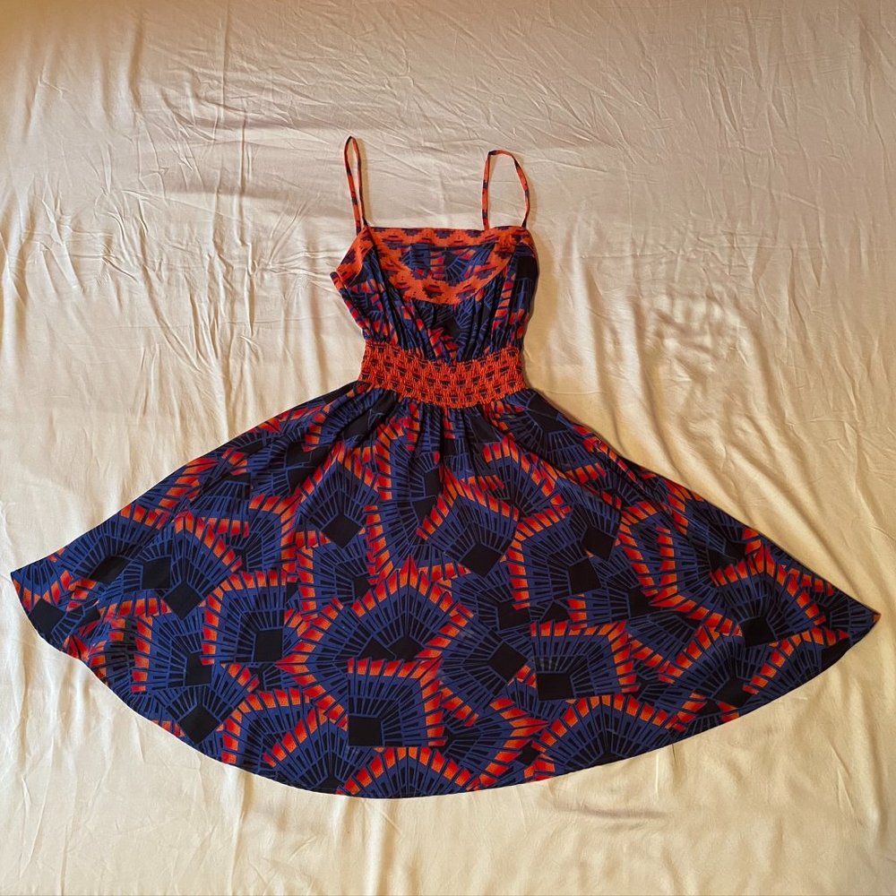 BARNEYS x TOVA CELINE Geometric Print Silk Dress